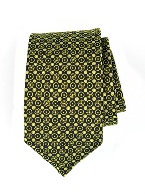 Вратовръзка в черно на жълти цветя и точ - 10147 - 25.00 лв.