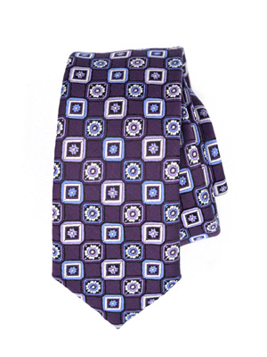 Вратовръзка в тъмно лилаво на цветя и кв - 10156 - 25.00 лв.