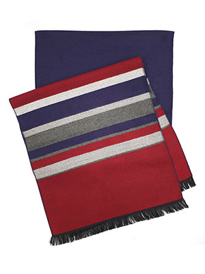 Striped floral scarf with fringe - 10340 - € 19.70