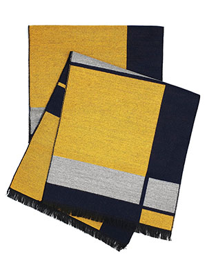 Blue gray and mustard scarf - 10341 - € 19.70