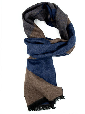  men's scarf brown and blue panel  - 10376 - € 15.70