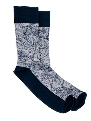  socks with contrasting pattern in beige - 10527 - € 3.40