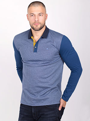 Blouse in blue with a knitted collar - 18207 - € 32.60