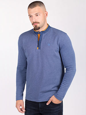 Blouse in blue with a military collar - 18256 - € 38.80