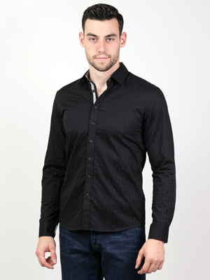 Риза в черно с релефно райе - 21159 - 19.00 лв.