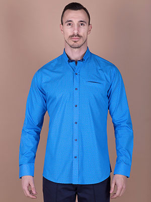 Риза в кралско синьо на ситни фигури - 21397 - 48.00 лв.