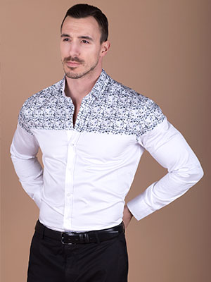 item: πουκάμισο σε λευκό με φλοράλ πάνελ  - 21399 - € 16.30