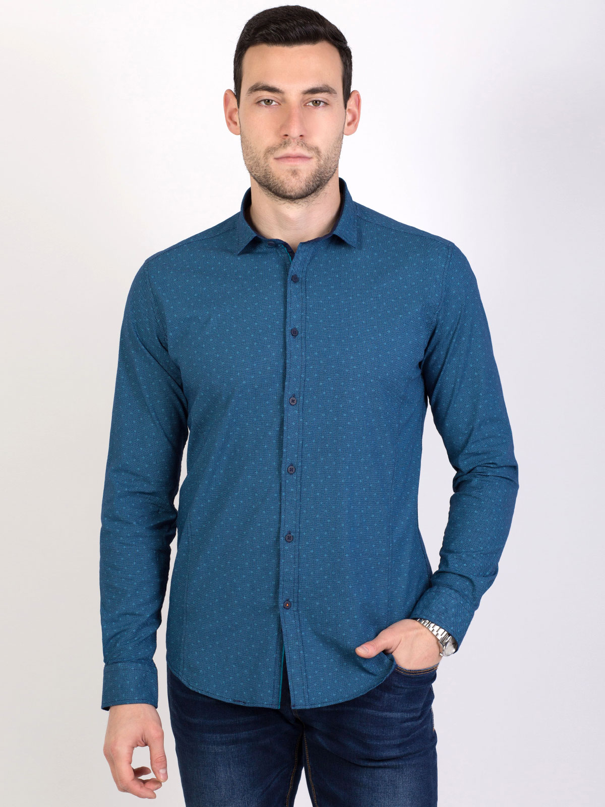  shirt in oil blue figures  - 21439 € 37.10 img1