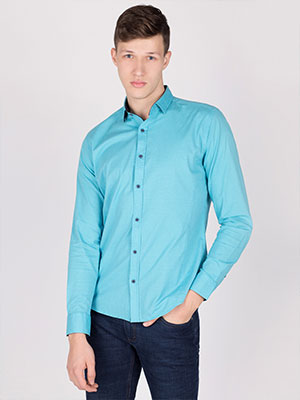  turquoise shirt with small figures  - 21457 - € 48.40