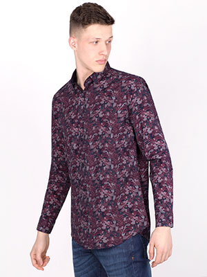 Shirt in burgundy with flowers - 21469 - € 34.90