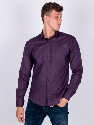 item: shirt in burgundy of small gray figures - 21472 - € 34.90
