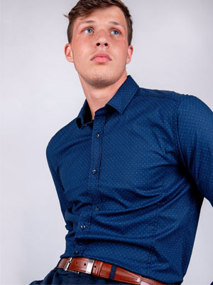 item: shirt in navy blue with gray dots  - 21473 - € 34.90