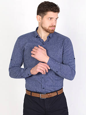  shirt in dark blue with fine stripes  - 21496 - € 40.50