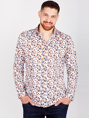 Fitted shirt with a print of colored lea - 21498 - € 40.50