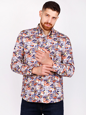 Shirt with multicolored leaf print - 21500 - € 40.50