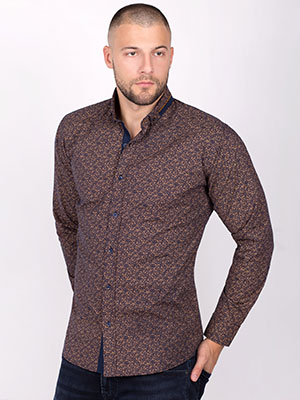 Brown shirt with floral print - 21508 - € 47.20
