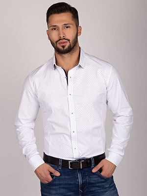 Shirt in white with a print of blue line - 21512 - € 43.90