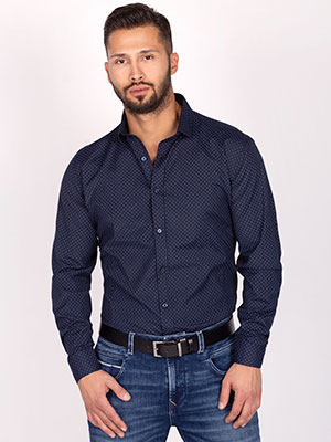 Navy blue shirt with print - 21513 - € 43.90