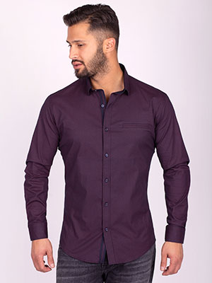Navy blue shirt with purple polka dot pr - 21518 - € 43.90