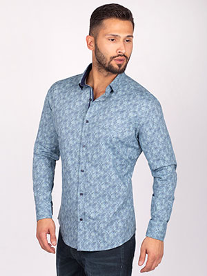 Shirt in petrol blue with figure print - 21521 - € 47.20
