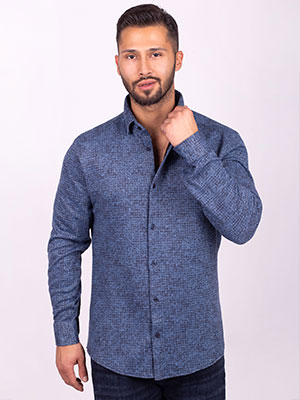 item:риза в син меланж на каре - 21522 - 84.00 лв.