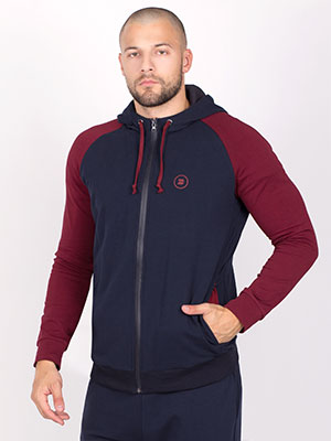 Sweatshirt in burgundy and navy blue - 28107 - € 50.00