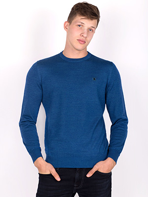 Петролено син пуловер с вълна мерино - 33079 - 78.00 лв.