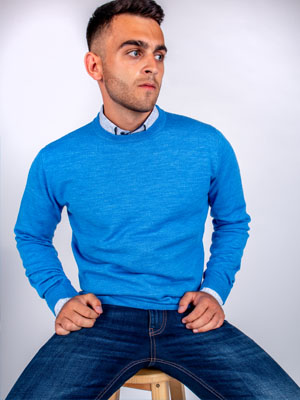  sky blue sweater with merino wool  - 33084 - € 43.90