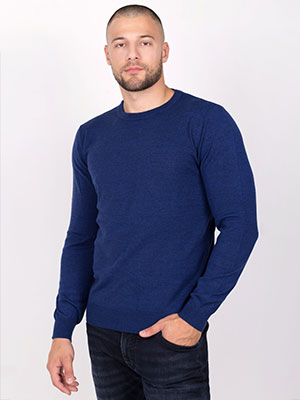 item:πουλόβερ σε μπλε χρώμα με μαλλί μερινό - 33086 - 50.00