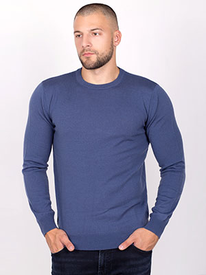 Мъжки пуловер с мерино в синьо - 33087 - 62.00 лв.