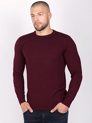 Бордо пуловер с вълна мерино - 33088 - 62.00 лв.