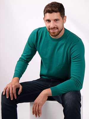 Памучен пуловер в маслено зелено - 35287 - 52.00 лв.