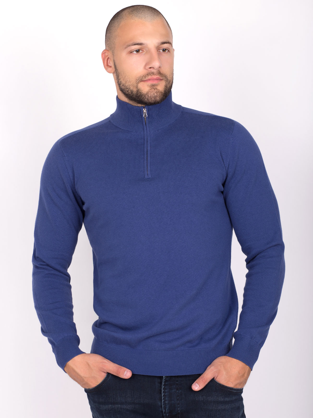 blue polo shirt with zip - 35294 € 47.20 img1