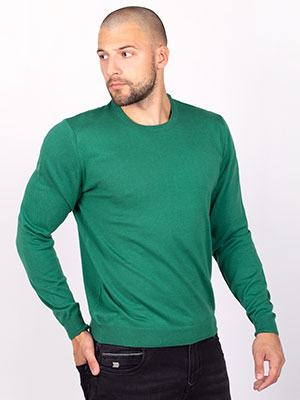Зелен мъжки пуловер от памук  - 35301 - 78.00 лв.