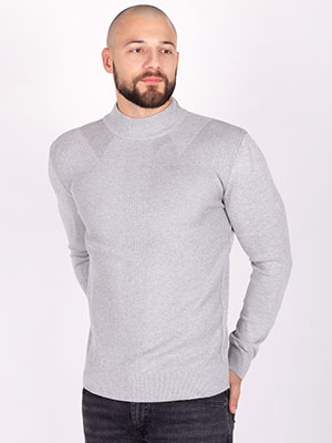 item:gray ribbed polo shirt - 35306 - € 46.10