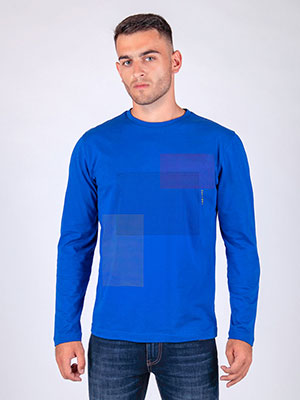 Блуза в синьо с 3d печат - 42312 - 42.00 лв.