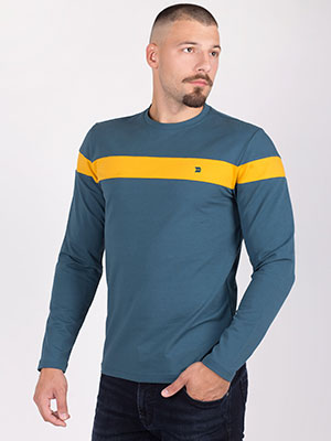 item:bluză în albastru petrol cu ​​panou galb - 42322 - 34.90
