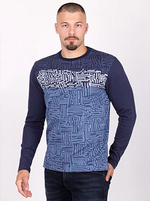 item:blue zigzag blouse in three tones - 42342 - € 37.70