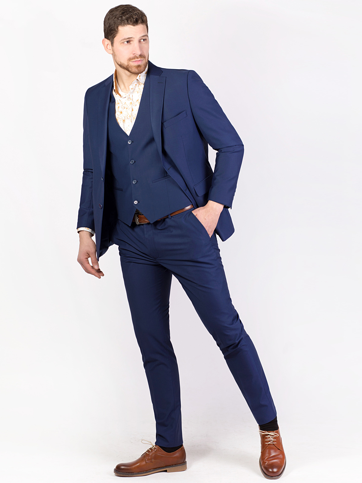  fitted elegant trousers in blue denim  - 63304 € 51.70 img3