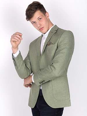 item: πράσινο μπουφάν από λινό και βαμβάκι  - 64090 - € 66.90