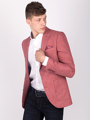  fitted cotton jacket with linen in burg - 64091 - € 61.30