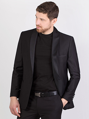 item:черно елегантно сако с шал яка от сатен - 64109 - 199.00 лв.