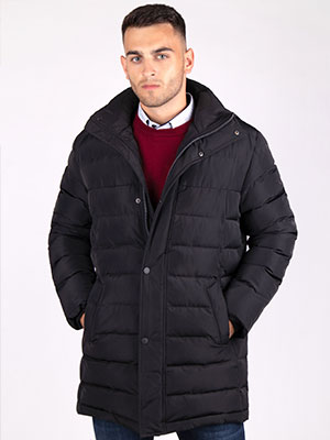 black long quilted jacket with hood  - 65106 - € 201.90