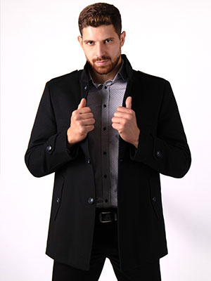  wool and acrylic coat in black  - 65109 - € 83.20
