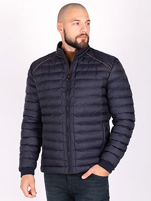 Men's blue jacket with brown accent - 65113 - € 145.60