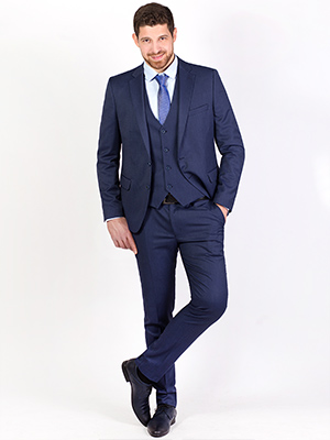 item: κομψό κοστούμι σε μεσαίο μπλε με ανάγλυ - 68054 - € 173.20