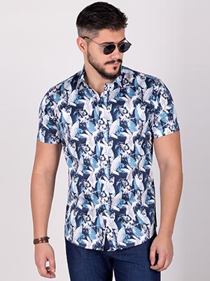  shirt in white with blue leaf print  - 80198 - € 16.30