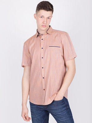  shirt with linen in orange on blue stri - 80211 - € 21.90
