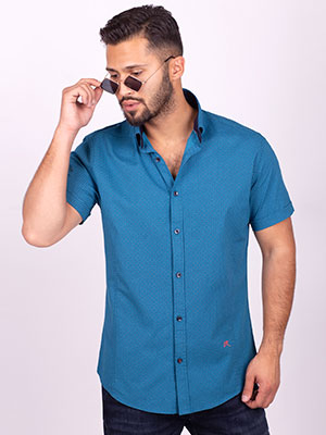 Turquoise plaid shirt - 80224 - € 23.60