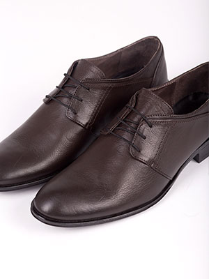 тъмнокафяви елегантни кожени обувки - 81043 - 49.00 лв.